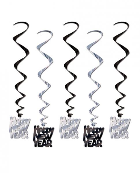 Happy New Year Whirls Black/Silver