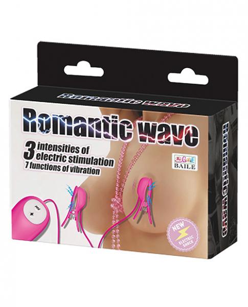 Romantic Wave Electro Shock Vibrating Nipple Clamps Pink