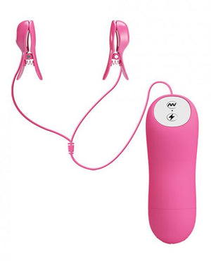 Romantic Wave Electro Shock Vibrating Nipple Clamps Pink