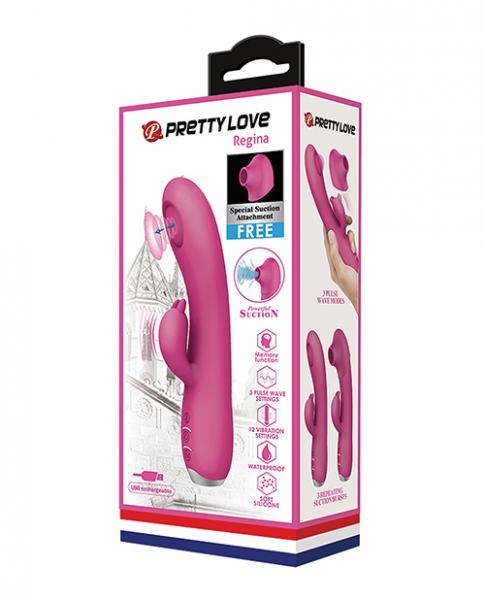 Pretty Love Regina Pulsing Rabbit W/Free Suction Attachment Pink