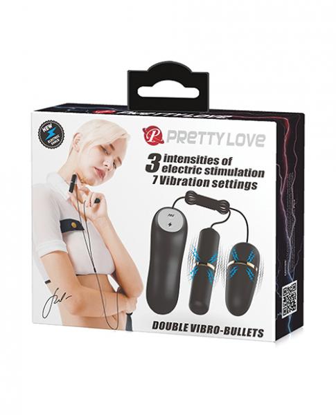 Pretty Love Double Vibro Bullets W/Electrostim Black