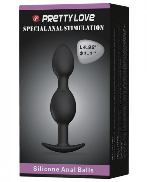 Pretty Love 4.92 Inches Silicone Anal Plug With Ball Black