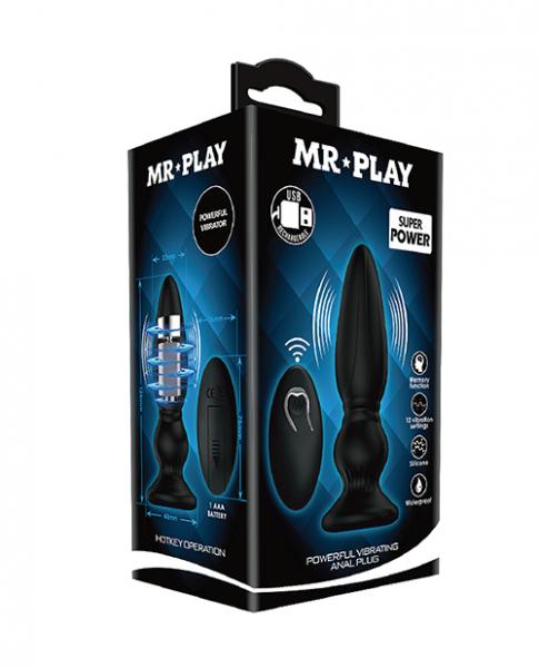 Mr. Play Vibrating Anal Plug W/Remote Black