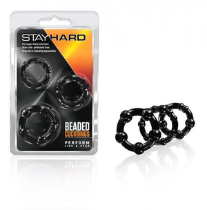 Beaded C Rings 3 Pieces Black