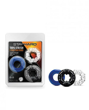 Stay Hard Triple Stretch Cock Rings Pack Of 3