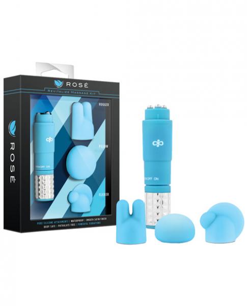 Revitalize Massage Kit With 3 Silicone Attachments Blue
