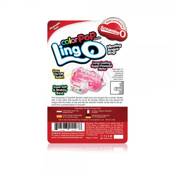 Color Pop Quickie Lingo Vibrating Tongue Ring Pink