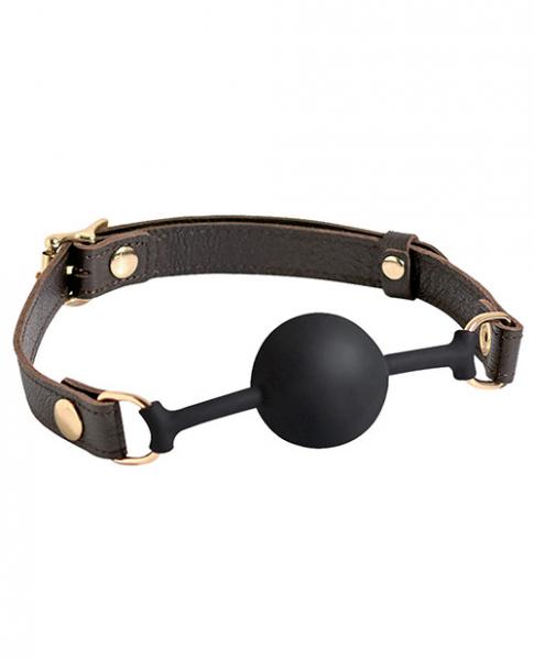 Spartacus Silicone Ball Gag Brown Leather Strap 43mm Ball