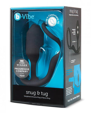 B Vibe Snug, Tug Weighted Silicone & Penis Ring Black