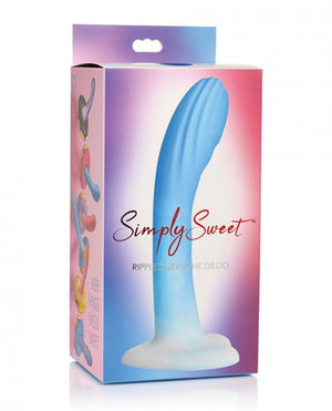 Rippled Silicone Blue And White Dildo