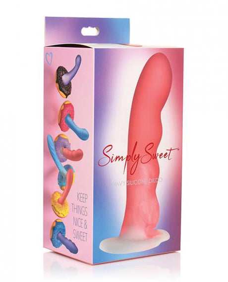 Wavy Silicone Pink And White Dildo