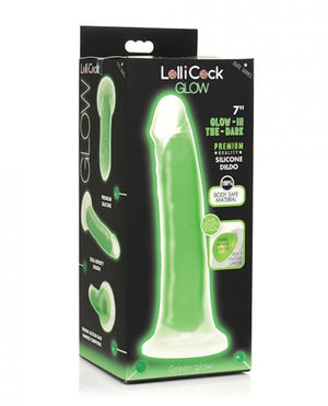 7 Inch Glow In The Dark Silicone Dildo Green
