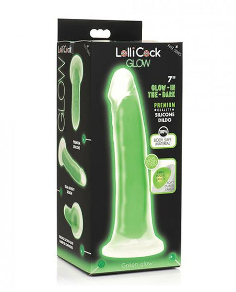 7 Inch Glow In The Dark Silicone Dildo Green