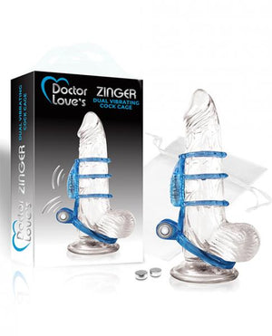 Doctor Love's Zinger Dual Vibrating Cock Cage Blue