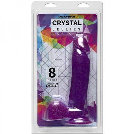 Crystal Jellies Ballsy Cock 8 Inches Purple Dildo