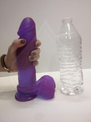 Crystal Jellies Ballsy Cock 8 Inches Purple Dildo