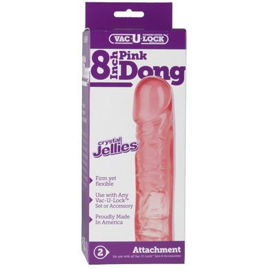 Vac U Lock 8" Crystal Jellies Dong Pink