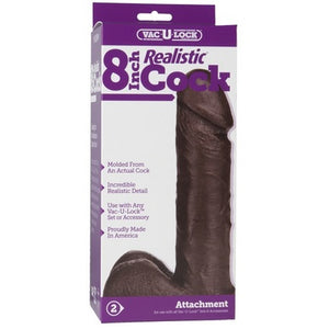 Vac U Lock 8" Realistic Cock Brown