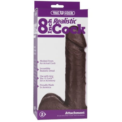 Vac U Lock 8" Realistic Cock Brown