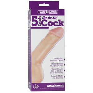 Vac U Lock 5 Inch Realistic Dong Beige