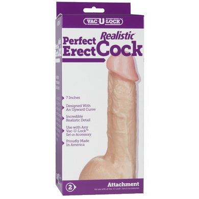 Vac U Lock 7" Realistic Perfect Erect Cock Beige