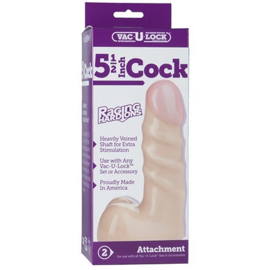 Vac U Lock 5.5" Raging Hard Ons Cock Beige