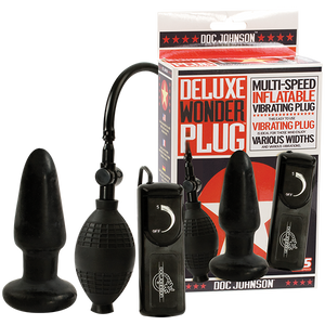 Deluxe Wonder Plug Inflatable Vibrating Black