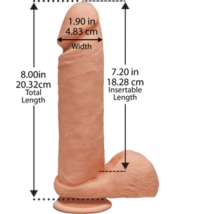 The D Perfect D 8 Inches Dildo With Balls Vanilla Beige