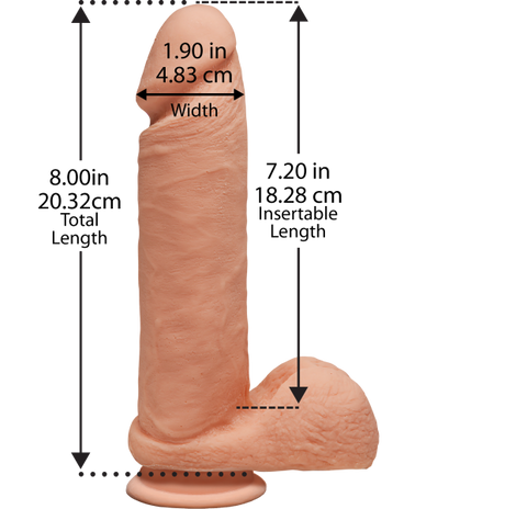 The D Perfect D 8 Inches Dildo With Balls Vanilla Beige