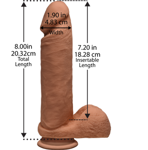 The D Perfect D 8 Inches Dildo With Balls Caramel Tan