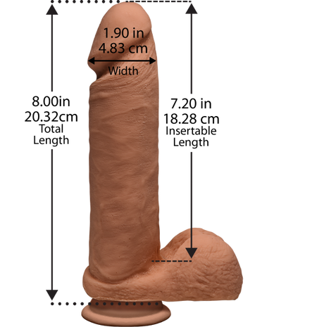 The D Perfect D 8 Inches Dildo With Balls Caramel Tan