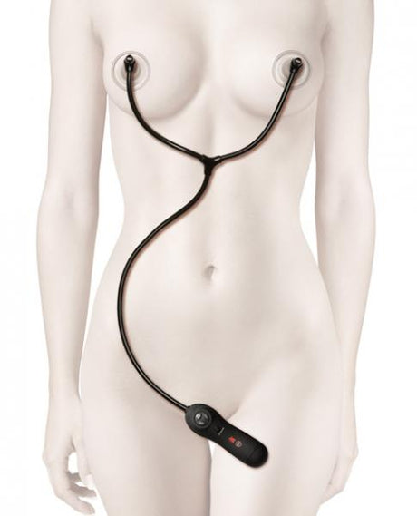 Kink Swell Auto Vibrating Nipple Sucker Cups Black