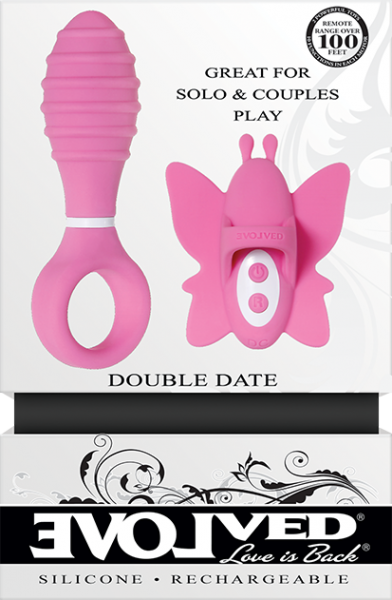Double Date Couples Pink Set Butterfly Finger Ring & Plug