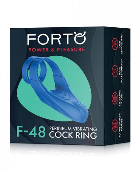 Forto F 48: Silicone Perineum Vibrating Double Cockring Blue