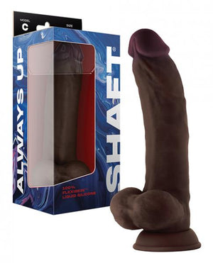 Shaft Model C Flexskin Liquid Silicone 9.5" Curved Dong W/Balls Mahogany