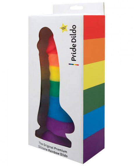 Pride Dildo With Balls Silicone Rainbow