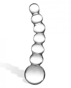 Glas 5 Inches Curved Glass Beaded Dildo Clear