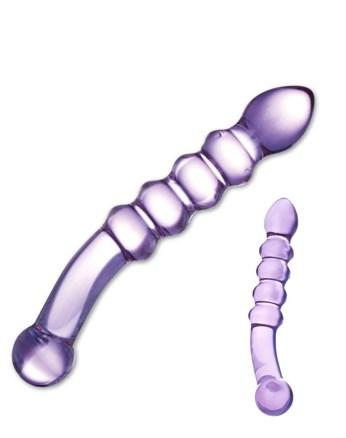 Purple Rain Ribbed Glass Dildo