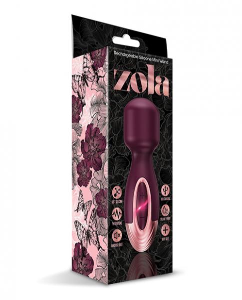 Zola Rechargeable Silicone Mini Wand Burgundy/Rose Gold