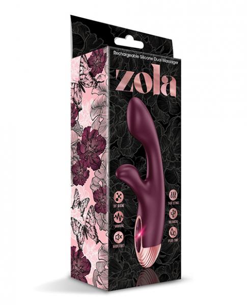 Zola Rechargeable Silicone Dual Massager Burgundy/Rose Gold