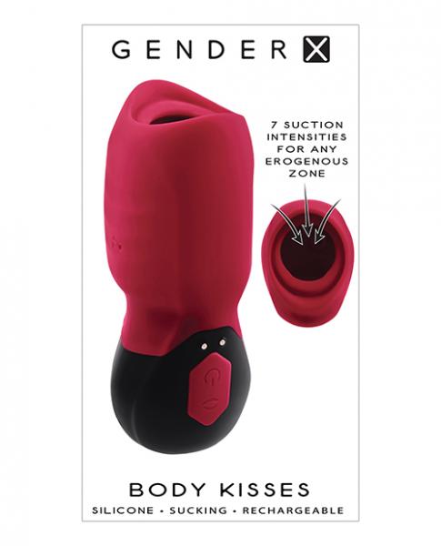 Gender X Body Kisses Vibrating Suction Massager Red/Black