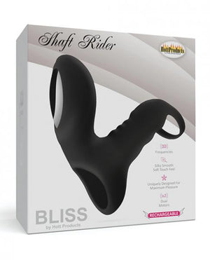 Bliss Shaft Rider Vibrating Cock Ring Sleeve Black