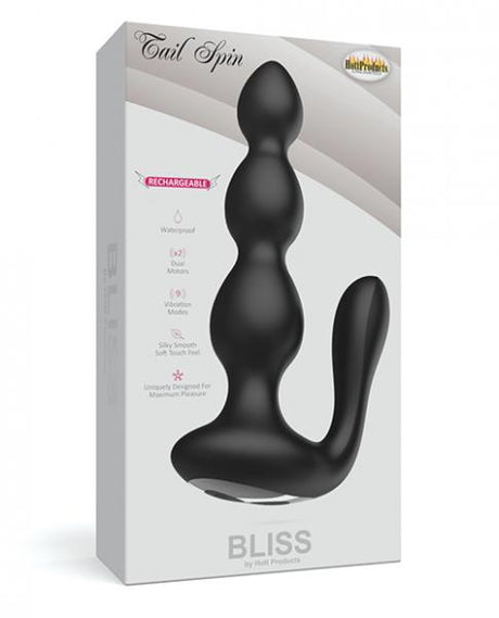 Bliss Tail Spin Beaded Anal Vibe Rechargeable Black