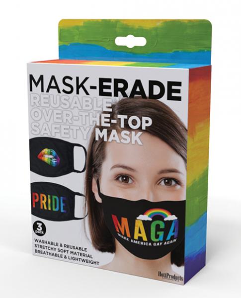 Hott Products Maskerade Masks Pride/Gay Again/ Rainbow Kiss Pack Of 3