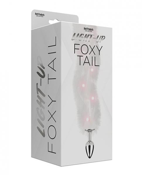 Foxy Tail Light Up Faux Fur Butt Plug White