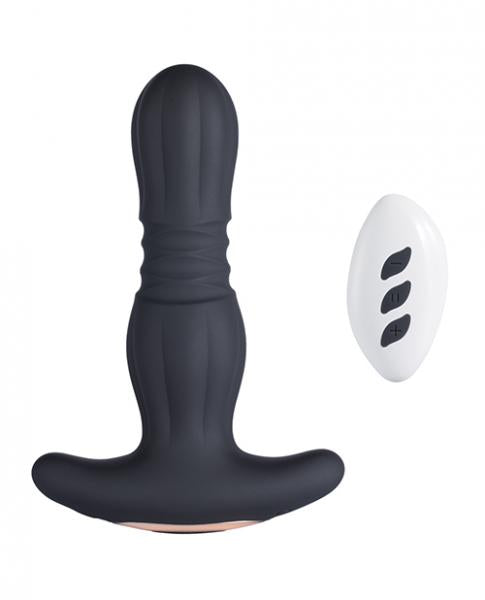 Agas Thrusting Butt Plug W/ Remote Control Black