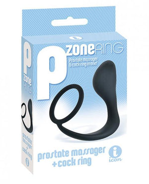 P Zone Ring Prostate Massager & Cock Ring Black