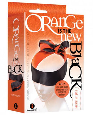 Orange Is The New Black Satin Sash Reversible Blindfold Black Orange