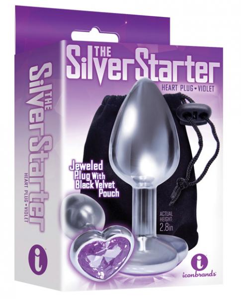 The Silver Starter Bejeweled Heart Stainless Steel Plug Violet