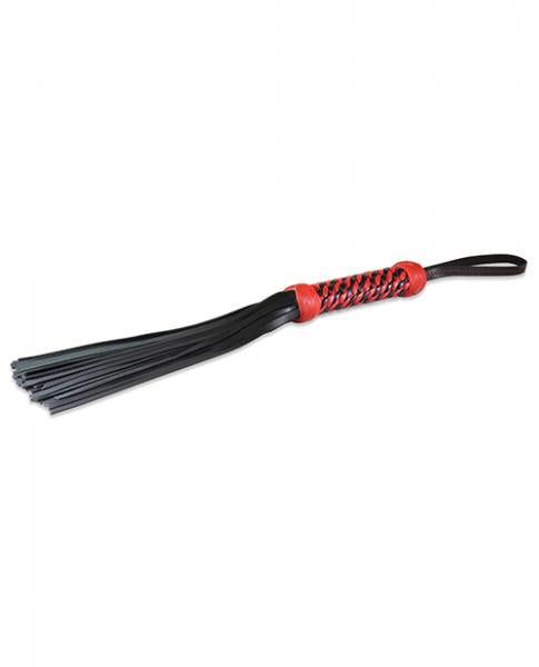 Sultra 16 Inches Lambskin Twisted Grip Flogger Black, Red Woven Handle